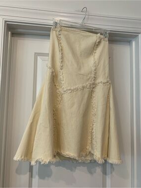 Baby Pink Cream Frayed-Panel Flared Strapless mini dress S NWT